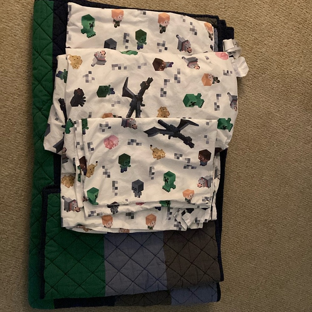 Pottery Barn Minecraft comforter and sheet set